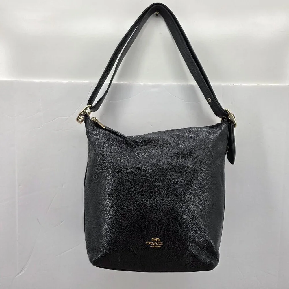 Coach Women's Val Duffle Leather Shoulder Bag C2818 - Black
